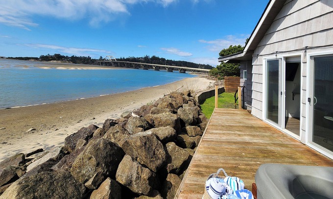 Waldport House | Alsea Bay Cottage! Views! Hot Tub! Dog Friendly!
