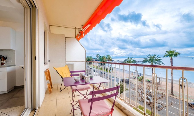 Cros-de-Cagnes Apartment | Apartment 'Angelina 2 Rooms Sea View' with Sea View, Balcony and Wi-Fi