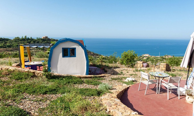 Castel Di Tusa RV Rental | Apartment 'Terreditusa - Bungalow Lavanda' with Sea View, Wi-Fi and Air Conditioning