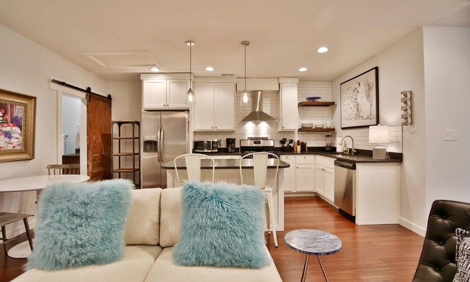 Butchertown House | Artsy Butchertown Apartment, SmartTV, Outdoor Hang Space w/Firepit & Grill