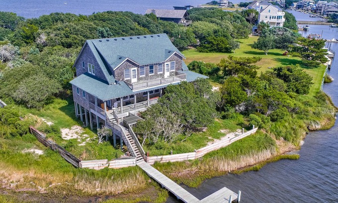 Brigands' Bay House | Attractive sound-front house w/private washer/dryer, WiFi, central AC, balcony