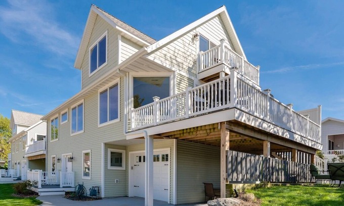 South Haven House | Beachfront Luxury Home-NEW Private Heated Pool, Lake View, Firepit, Game Room