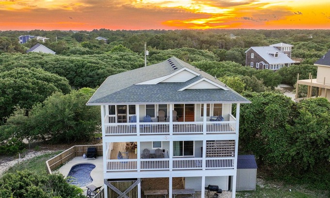 Carova Beach House | Beautiful Carova beach house with ocean view, pool and hot tub! Pet Friendly!