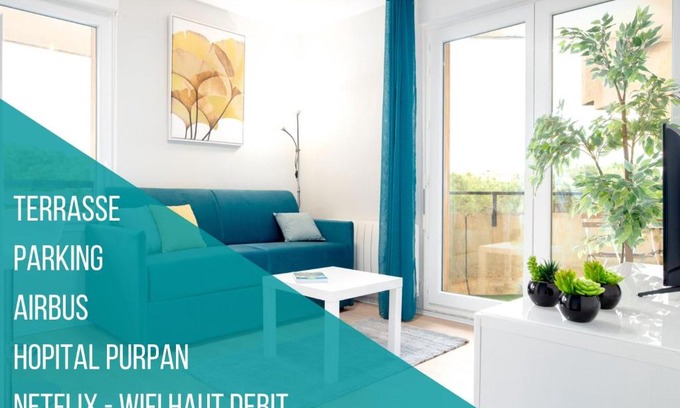 Purpan Apartment | Blue Note - Terrasse - Parking - Airbus - Hôp Purpan - Toulousecozyflat