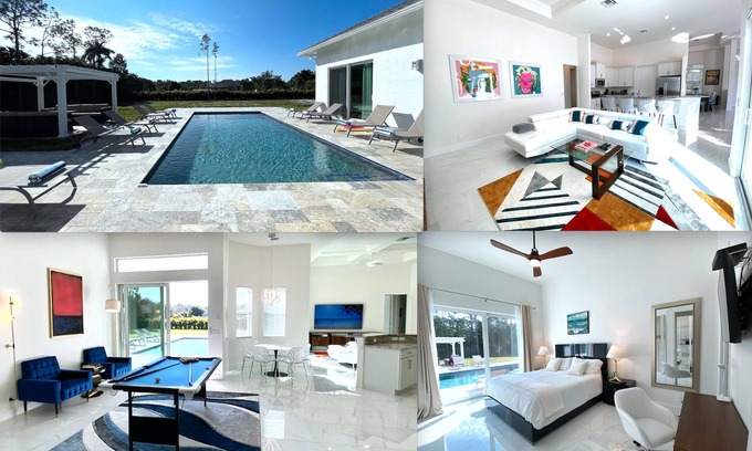 Hunt Club Villa | BRAND NEW XLarge Villa & Guest House! Sleeps 18- 10 beds-8 Bedrooms-Pet friendly