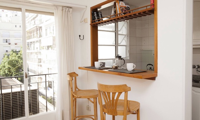 Recoleta Apartment | Bright 1 BR apartment with full kitchen, dining, living area with full bathroom.