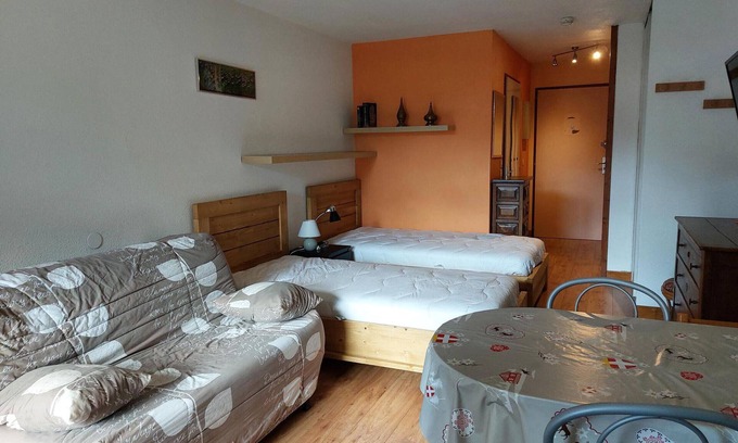 Brides-les-Bains Apartment | Bright studio with balcony, WiFi and parking in Brides-les-Bains