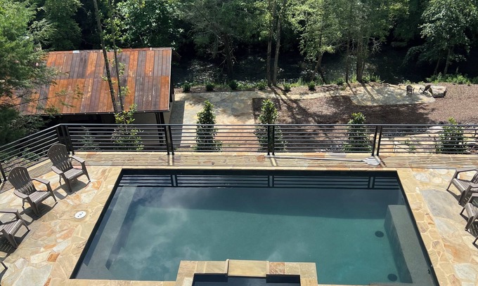 Blue Ridge Cabin | BUDDHA BLUE RIDGE RIVERnLuxury unique cabin riverfront nPool and spa