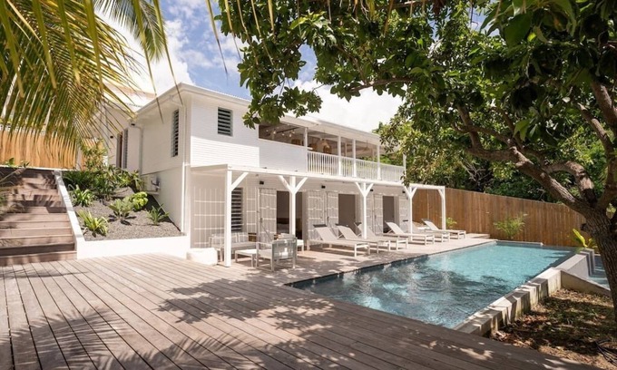 Anse des Rochers Villa | Cabins - villa, pool, walking beach, tropical garden