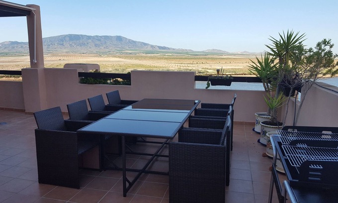 Alhama de Murcia Apartment | Casa Isla - 5 Bed Apartment - Huge Terrace & Mountain Views with 24hr Security