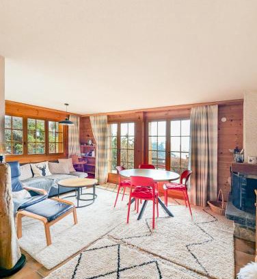 Anzere Apartment | Centered Ski/Swim Ap. w/private yard & fireplace