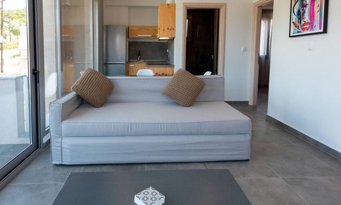 Skala Rachoniou Hotel | Charming Thasos Villa | Villa Lotus | 2 Bedrooms | Furnished Balcony with Sea View | Rachoni, Skala Rachoniou