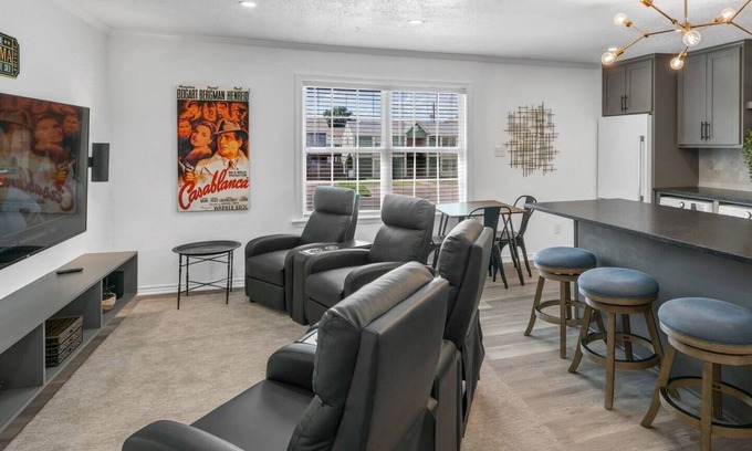 College Station Apartment | Cinema: 2 Bedroom, Walk to A&M, Comfy King Beds