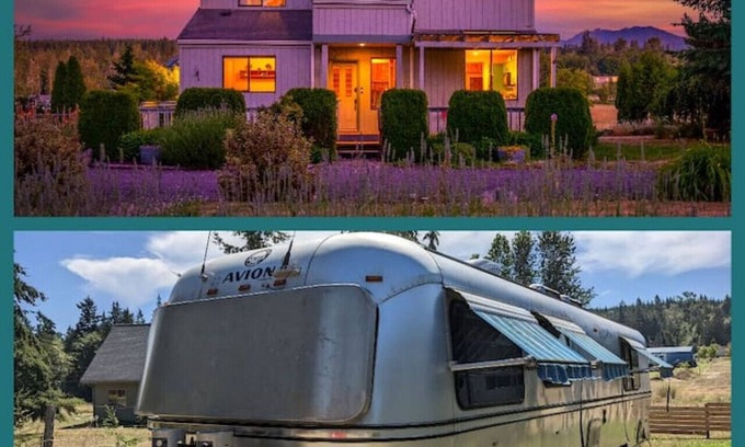 Sequim House | Combined Sequim · Spacious Farmhouse & Vintage Trailer on 5 Acres