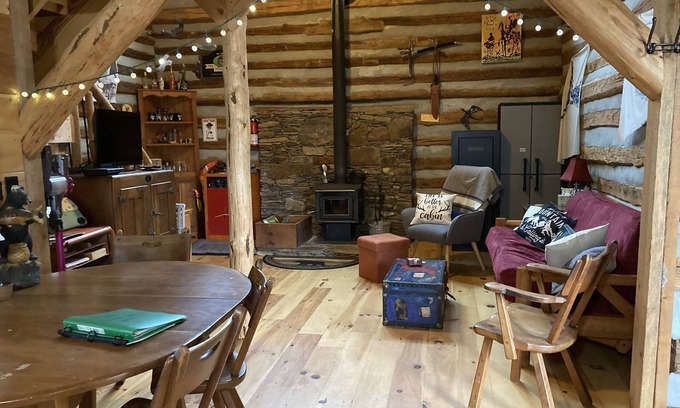 Mount Airy Cabin | Cozy hand-built cabin in the heart of wine country, near mountains and Mayberry