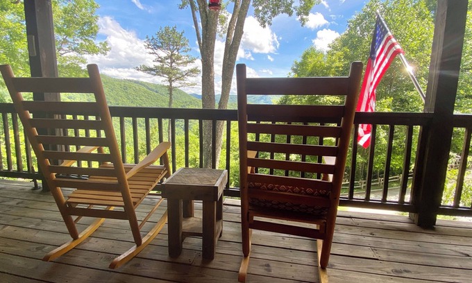 Tuckasegee Cabin | Cozy Mountain Cabin! Amazing Views Fire Pit Wraparound Deck Serene Retreat