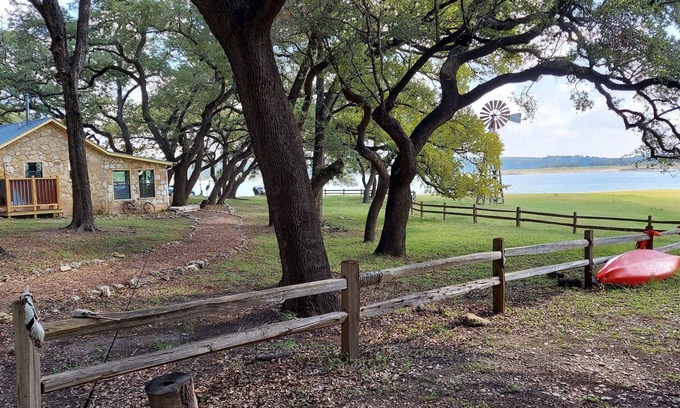Lago Vista Cabin | Cozy, private waterfront stone cabin on the north shore of Lake Travis
