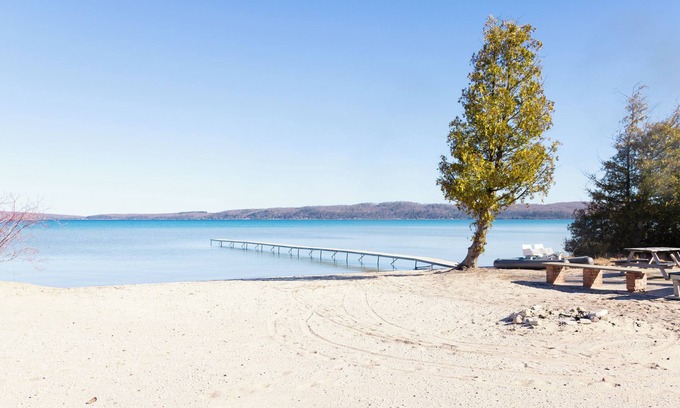 Frankfort House | Crystal Lake Michigan Private Lakefront Retreat w/Sandy Beach & Dock