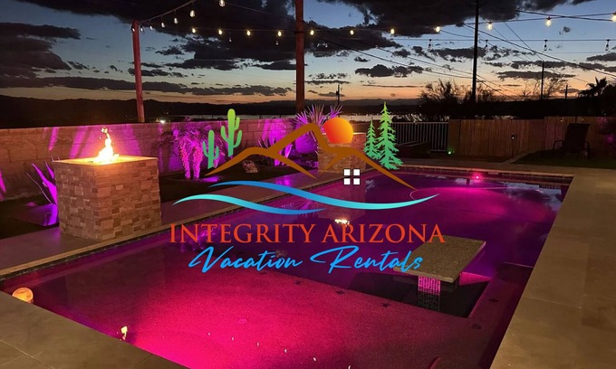 Lake Havasu City House | Desert Rose Oasis, Pool, Firepit, Lake Views!