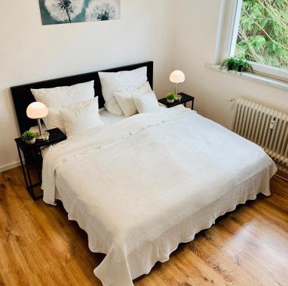 Homburg Apartment | Direkte Uninähe: Ferienwohnung mit großem Doppelbett, Küchenzeile und neu renoviertem Badezimmer
