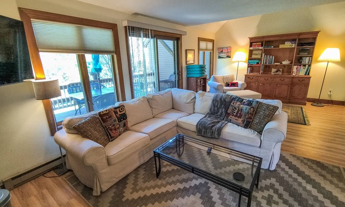 Quechee House | Dog-friendly townhome with views, AC & fireplace - walk to Village of Quechee