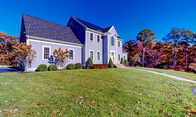 Yarmouth Port House | Entertainer's dream with plunge pool, outdoor kitchen & TV, game room