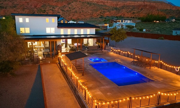 Moab South Valley House | Exclusive Retreats Desert Panorama with Private Pool, Hot Tub, Bocce Court