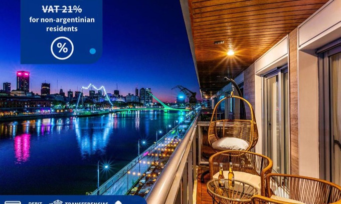 Buenos Aires Central Business District Apartment | Family Apartment with Puente de la Mujer View in Puerto Madero