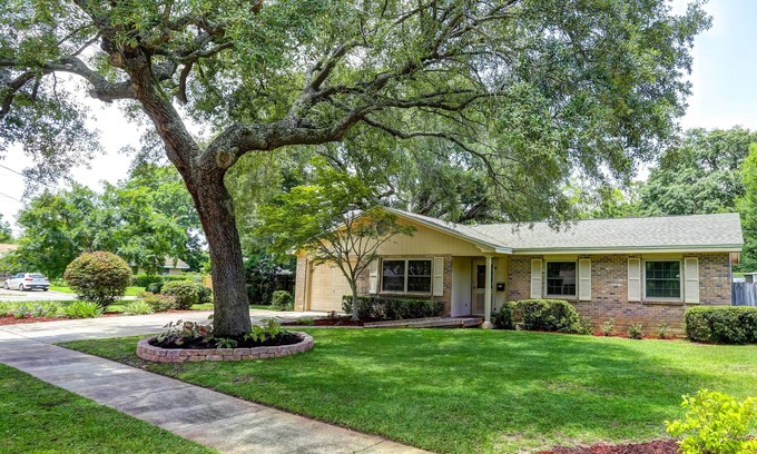 Northeast Pensacola House | Family home , Large salt water pool, not heated, and tropical courtyard