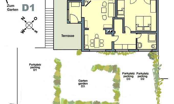 Dingelsdorf Apartment | Ferienwohnung D1, 75qm, 1 Schlafraum, max. 5 Personen