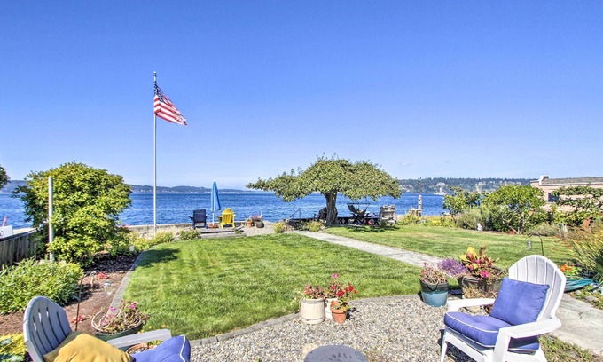 University Place House | Fire Pit, Views & Beach Access: Waterfront Escape!