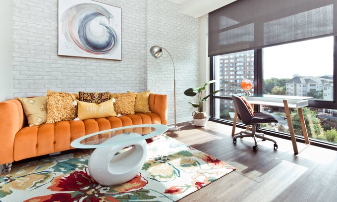 West End Apartment | floor to ceiling windows with views