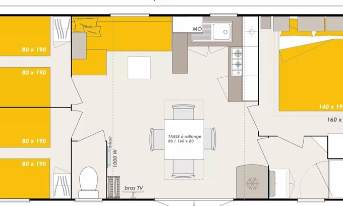 Esparron-de-Verdon House | Flower Camping La Beaume * - HomeFlower 35m2 PREMIUM 3 bedrooms + semi-covered terrace + TV + Air conditioning 6 people
