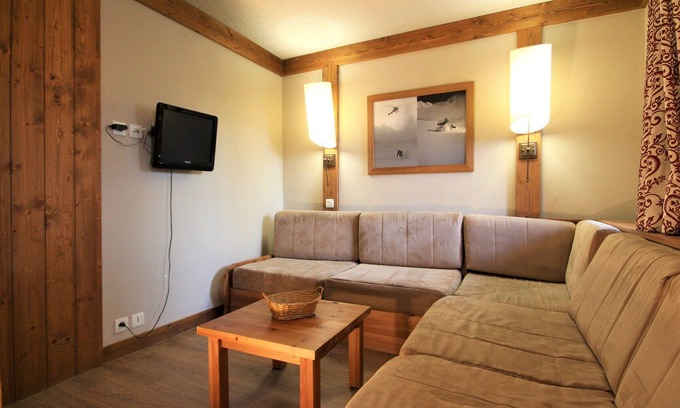 Montchavin Apartment | Comfortable studio near slopes with terrace and ski locker