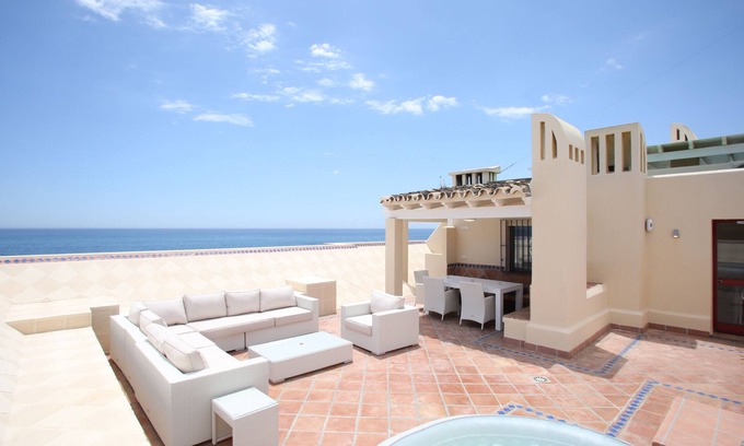 Estepona Apartment | Frontline Estepona Penthouse Duplex With Roof Top Terrace & Hot Tub