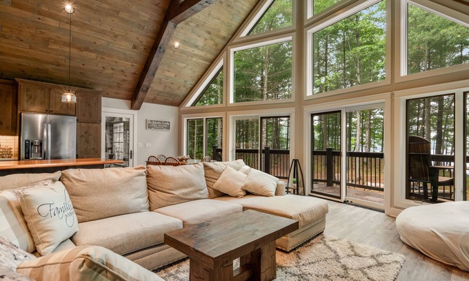 Lac du Flambeau House | Gorgeous lakefront home with private dock, canoe, kayak, firepit & fireplace