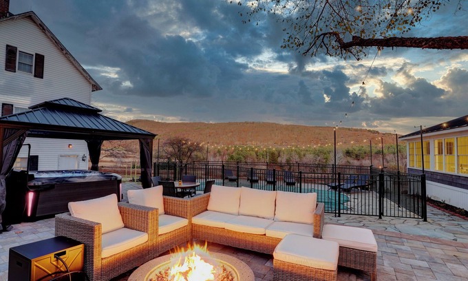 Hillsdale House | Hillsdale Retreat Farmhouse with Pool, Firepit, Hot Tub and Game Room