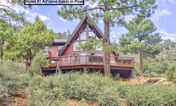 Strawberry Cabin | Hilltop Aframe Cabin with Loft & Views, Views!