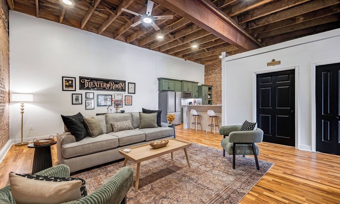 Hartselle Apartment | Historic Strand Theater Loft - Luxury Downtown Hartselle Retreat!