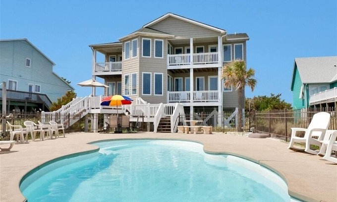 Holden Beach House | Holden Dreams at Holden Beach, Ocean Front Home with private heated pool and elevator, great views