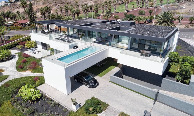 Costa Adeje Villa | Holiday Home 'Karat Villa Macaronesia' with Sea Views, Pool, Garden and Wi-Fi