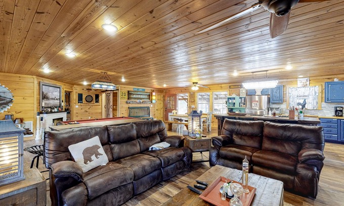 Blairsville House | Huge mountain cabin with deck, fireplaces, hot tub, WiFi, and view - dogs OK