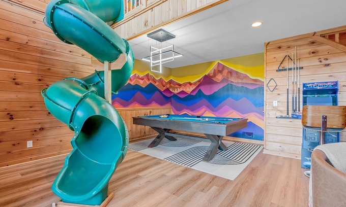 Wolf Laurel Cabin | Indoor Slides ~ Mountain Views ~Game Room ~Hot Tub