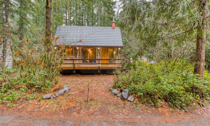 Mount Hood Village Cabin | Intimate dog-friendly retreat with free WiFi, wood stove, & gas grill