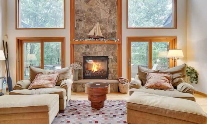 Briar Crest Woods Ski Chalet | Lake Front Fall Retreat! Game Room + Indoor and Outdoor Fireplaces!