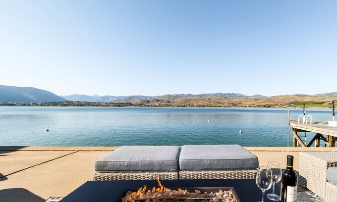Chelan House | Lakefront Home w/Private Dock, Buoy, Hot Tub & Large Waterfront Patio