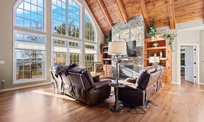 Phelps House | Lakefront retreat with hot tub, water view, game room, home theater & dock