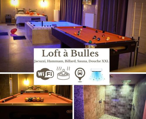 Koenigshoffen Est Apartment | LE LOFT A BULLES (85m2 Jacuzzi Hammam Billiard Bar Douche Sauna)