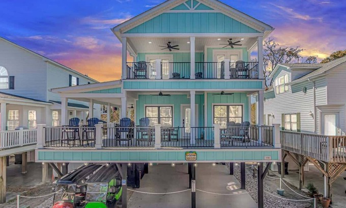 Surfside Beach House | Limo Golf Cart Included 5BR w/+ Outdoor TV Lounges | Site 1195