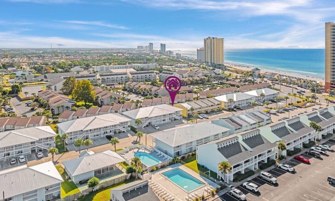 West Panama City Beach Condo | Low Rise Beach Access 5 min to Pier Park w/Pool